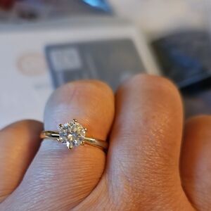 Elegant Gold Over SS Solitaire Ring